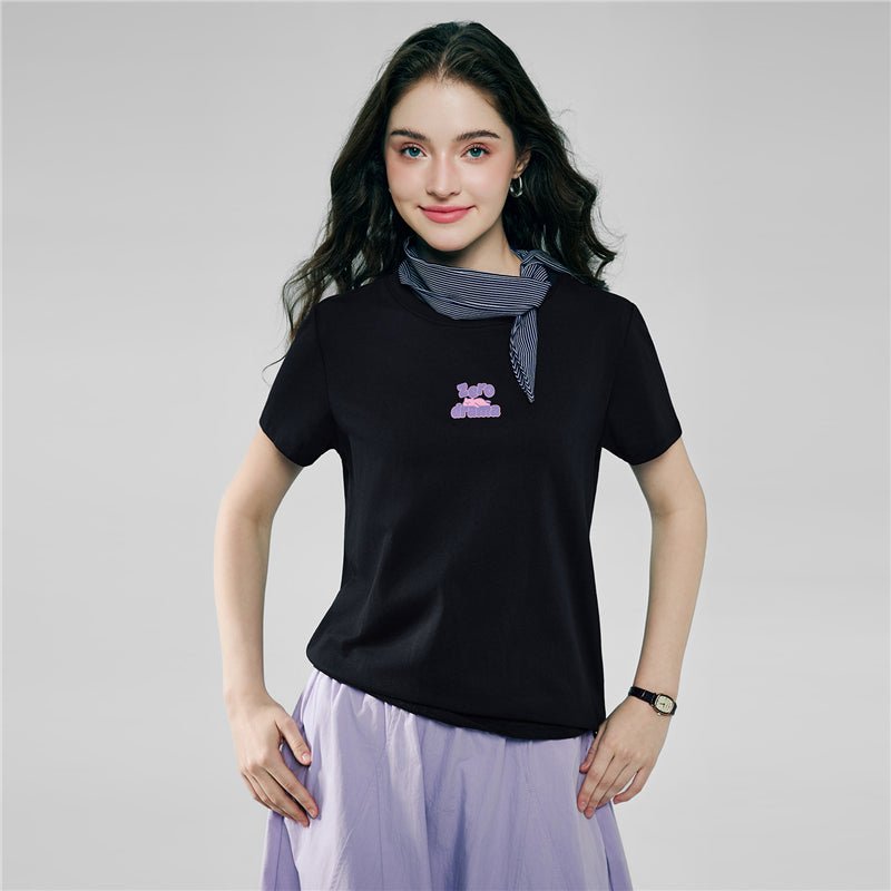 Giordano Women’s Cotton Crew Neck Printed Comfort Tee - first_variant_option_2 Premium Print Tee for Giordano