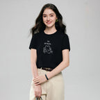 Giordano Women’s Cotton Crew Neck Printed Comfort Tee - first_variant_option_2 Premium Print Tee for Giordano