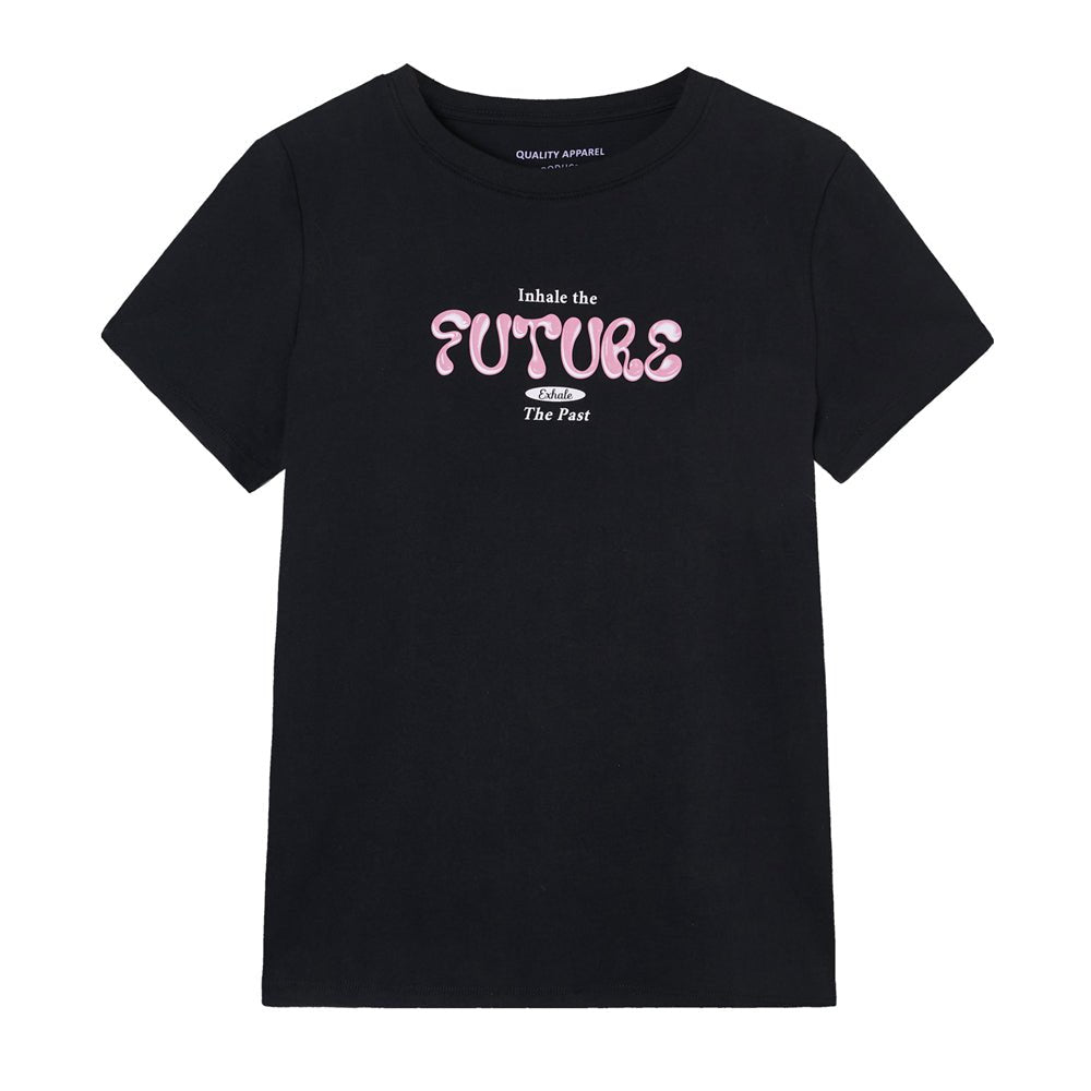 Giordano Women’s Cotton Crew Neck Printed Comfort Tee - first_variant_option_2 Premium Print Tee for Giordano