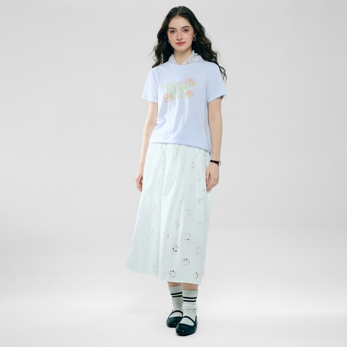 Giordano Women’s Cotton Crew Neck Printed Comfort Tee - first_variant_option_2 Premium Print Tee for Giordano