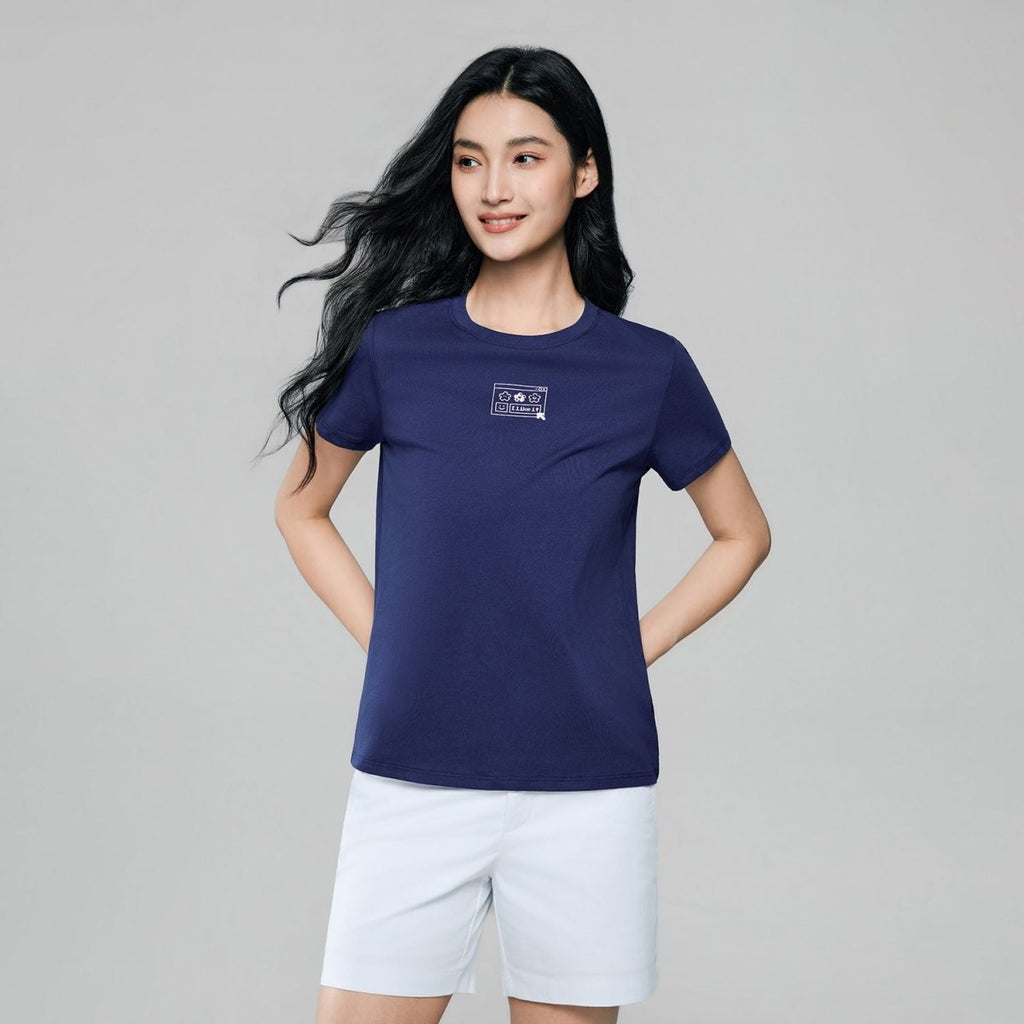 Giordano Women’s Cotton Crew Neck Printed Comfort Tee - Premium Print Tee