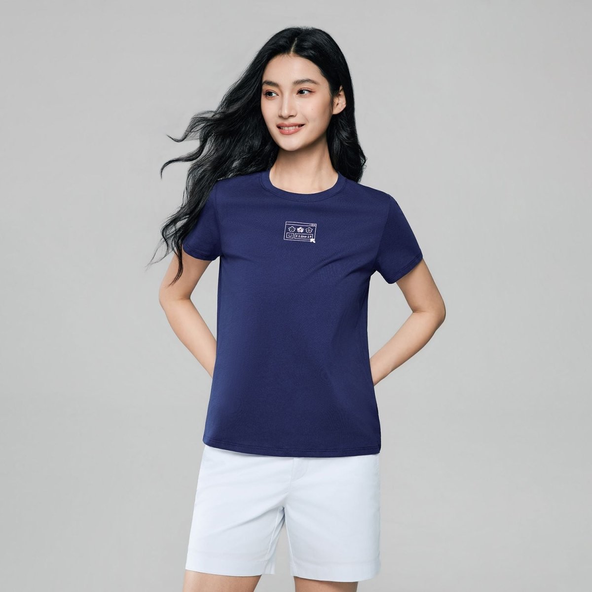 Giordano Women’s Cotton Crew Neck Printed Comfort Tee - Premium Print Tee