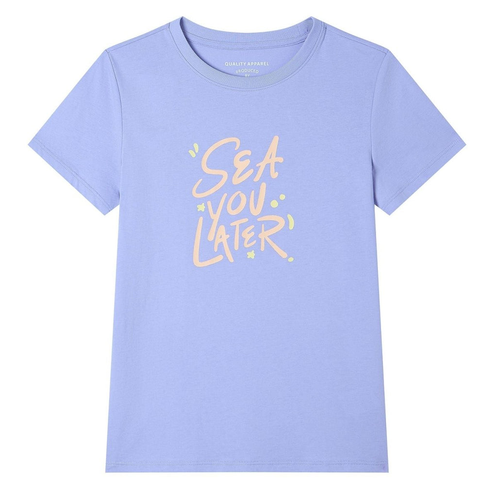 Giordano Women’s Cotton Crew Neck Printed Comfort Tee - Premium Print Tee