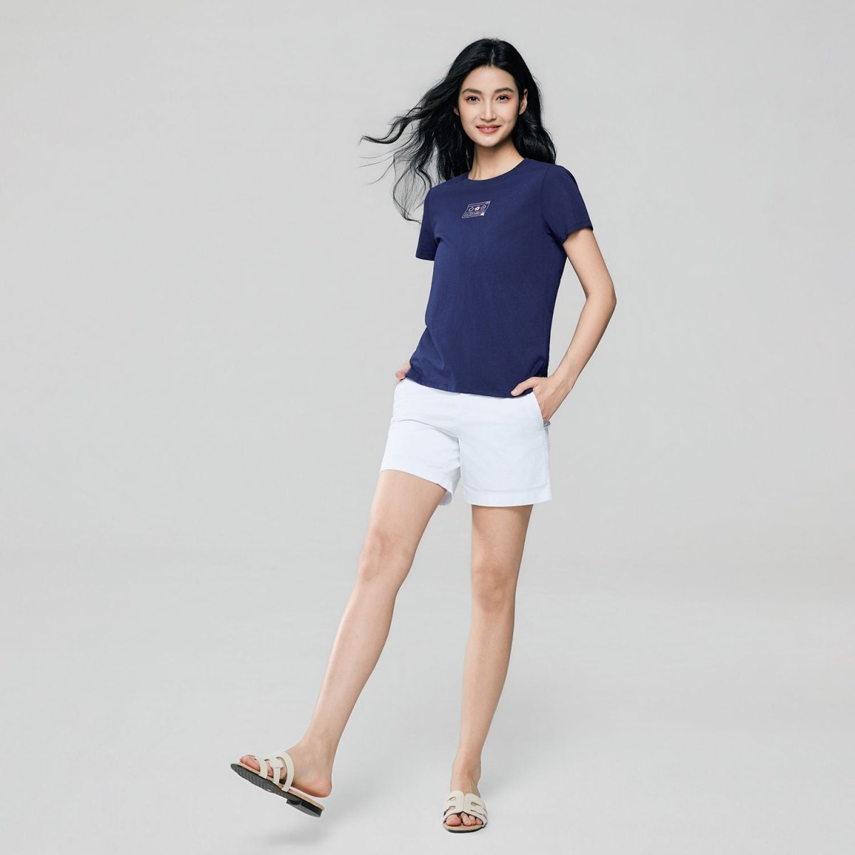 Giordano Women’s Cotton Crew Neck Printed Comfort Tee - Premium Print Tee