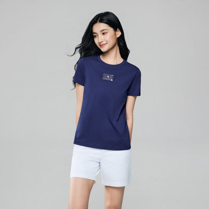 Giordano Women’s Cotton Crew Neck Printed Comfort Tee - first_variant_option_2 Premium Print Tee for Giordano