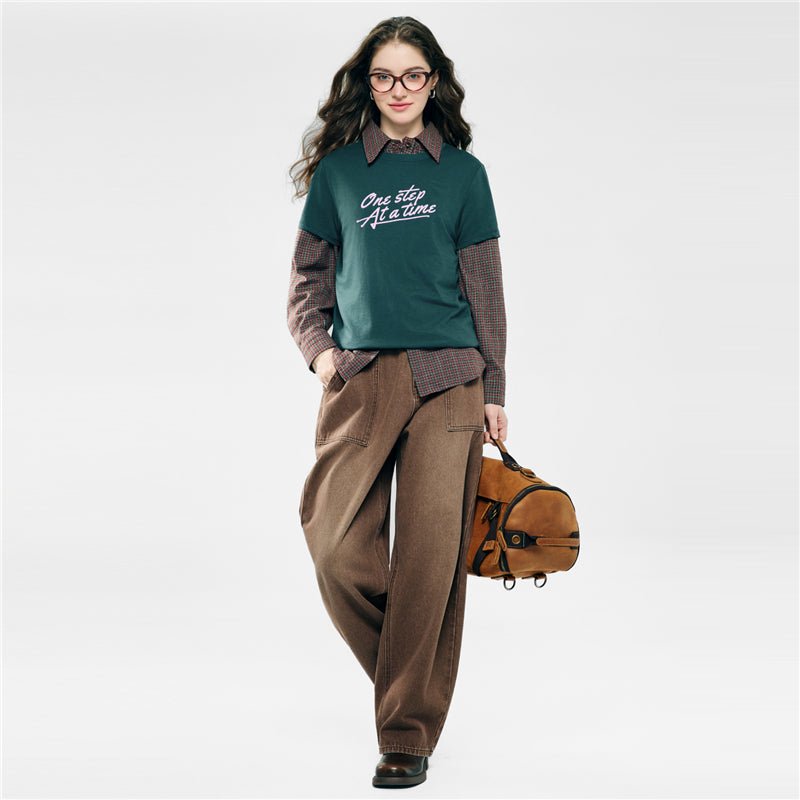 Giordano Women’s Cotton Crew Neck Printed Comfort Tee - first_variant_option_2 Premium Print Tee for Giordano