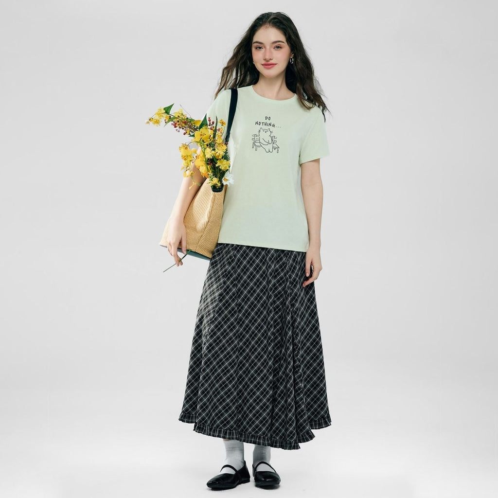 Giordano Women’s Cotton Crew Neck Printed Comfort Tee - first_variant_option_2 Premium Print Tee for Giordano