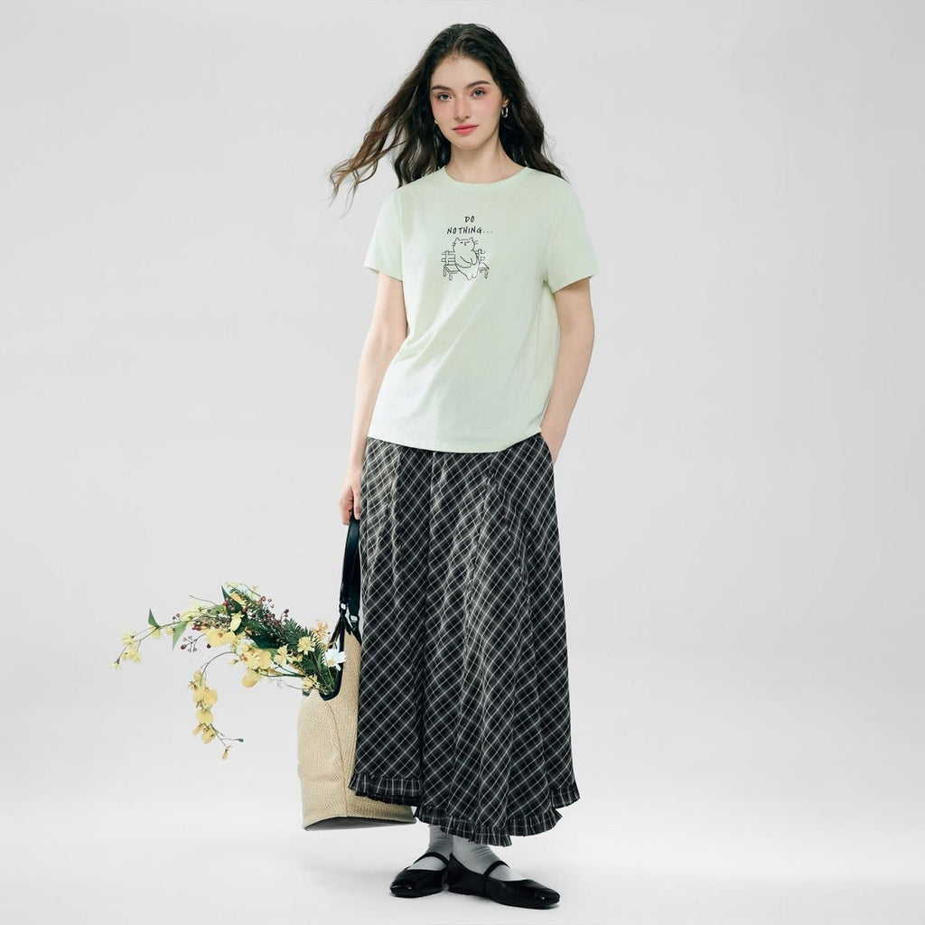 Giordano Women’s Cotton Crew Neck Printed Comfort Tee - first_variant_option_2 Premium Print Tee for Giordano
