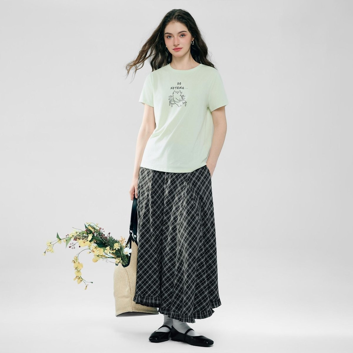 Giordano Women’s Cotton Crew Neck Printed Comfort Tee - first_variant_option_2 Premium Print Tee for Giordano