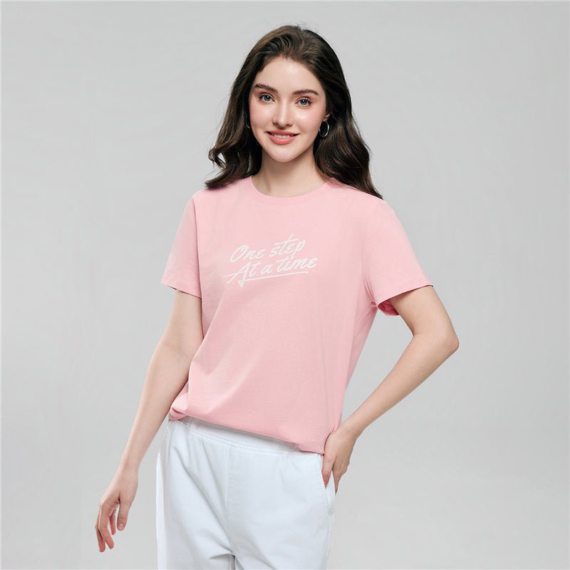 Giordano Women’s Cotton Crew Neck Printed Comfort Tee - first_variant_option_2 Premium Print Tee for Giordano