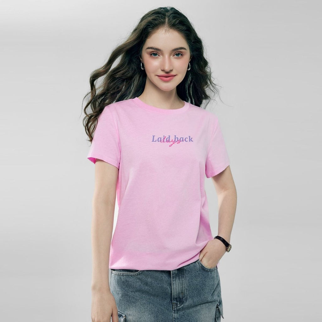 Giordano Women’s Cotton Crew Neck Printed Comfort Tee - first_variant_option_2 Premium Print Tee for Giordano