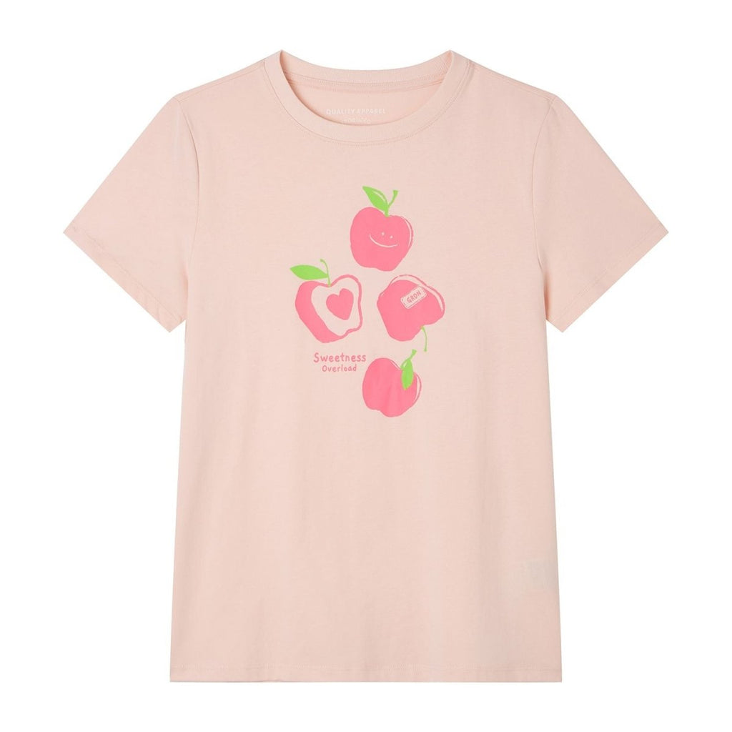 Giordano Women’s Cotton Crew Neck Printed Comfort Tee - Premium Print Tee