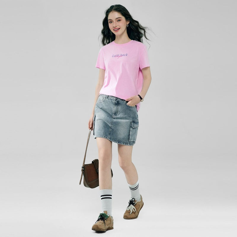 Giordano Women’s Cotton Crew Neck Printed Comfort Tee - first_variant_option_2 Premium Print Tee for Giordano