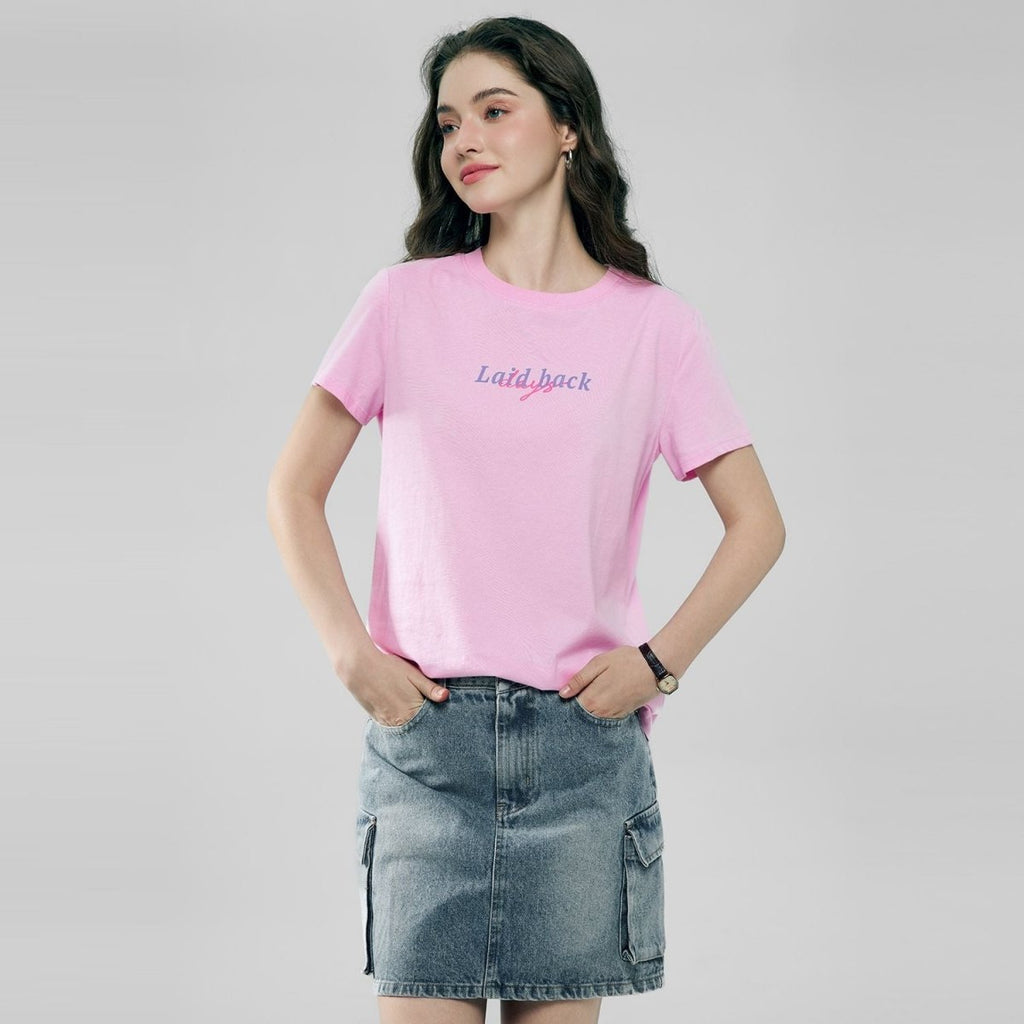 Giordano Women’s Cotton Crew Neck Printed Comfort Tee - first_variant_option_2 Premium Print Tee for Giordano