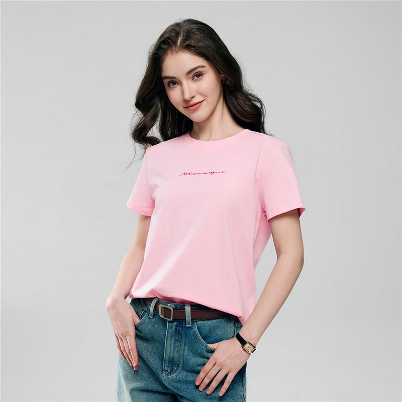 Giordano Women’s Cotton Crew Neck Printed Comfort Tee - first_variant_option_2 Premium Print Tee for Giordano