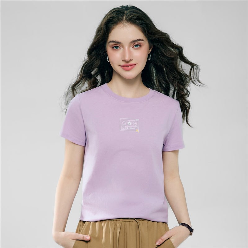 Giordano Women’s Cotton Crew Neck Printed Comfort Tee - first_variant_option_2 Premium Print Tee for Giordano