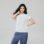 Giordano Women’s Cotton Crew Neck Printed Comfort Tee - first_variant_option_2 Premium Print Tee for Giordano