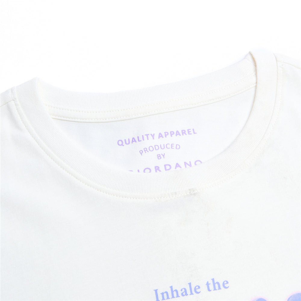 Giordano Women’s Cotton Crew Neck Printed Comfort Tee - first_variant_option_2 Premium Print Tee for Giordano