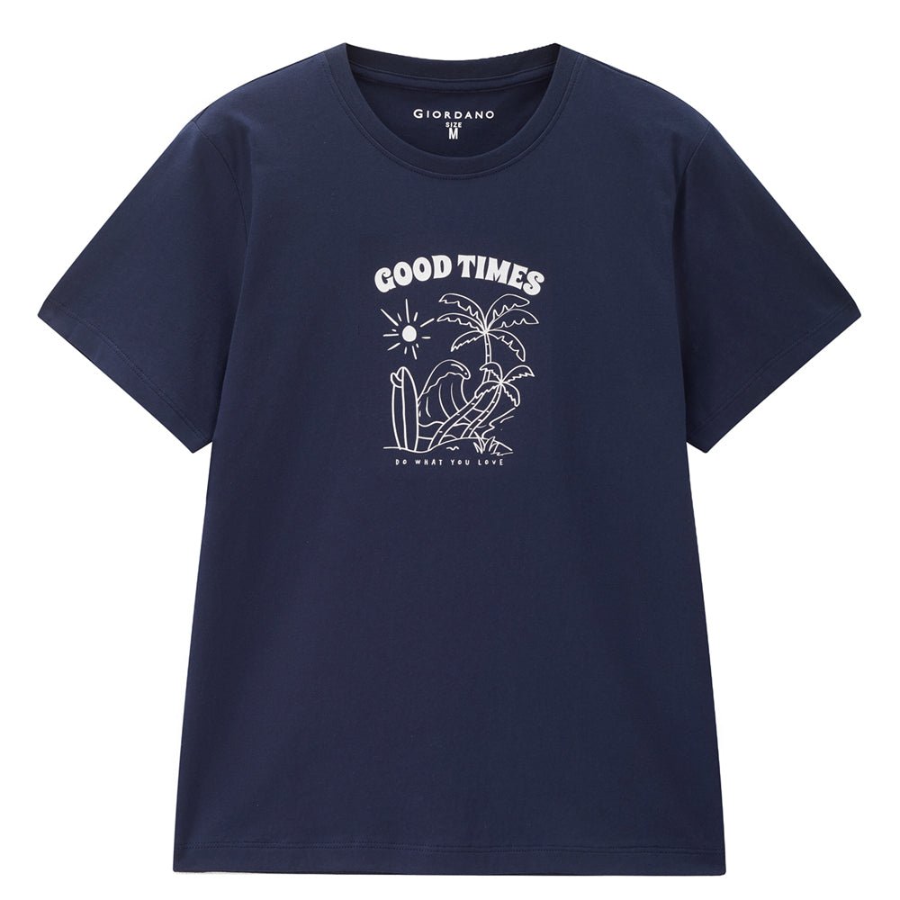 Giordano Women’s Cotton Holiday Graphic T-Shirt | Online Exclusive - first_variant_option_2 Premium Print Tee for Giordano
