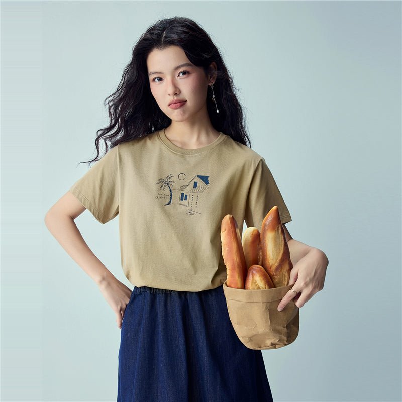 Giordano Women’s Cotton Holiday Graphic T-Shirt | Online Exclusive - first_variant_option_2 Premium Print Tee for Giordano