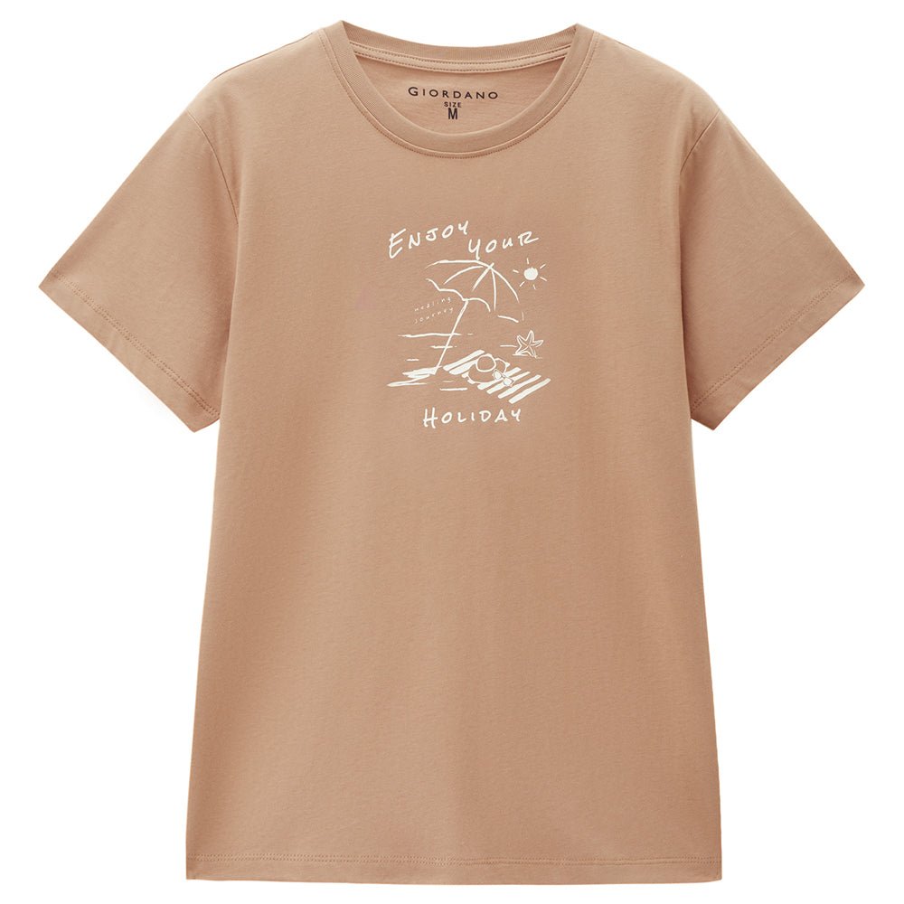 Giordano Women’s Cotton Holiday Graphic T-Shirt | Online Exclusive - first_variant_option_2 Premium Print Tee for Giordano