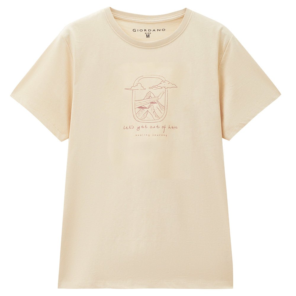 Giordano Women’s Cotton Holiday Graphic T-Shirt | Online Exclusive - first_variant_option_2 Premium Print Tee for Giordano