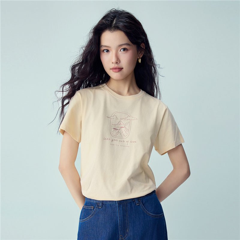 Giordano Women’s Cotton Holiday Graphic T-Shirt | Online Exclusive - first_variant_option_2 Premium Print Tee for Giordano