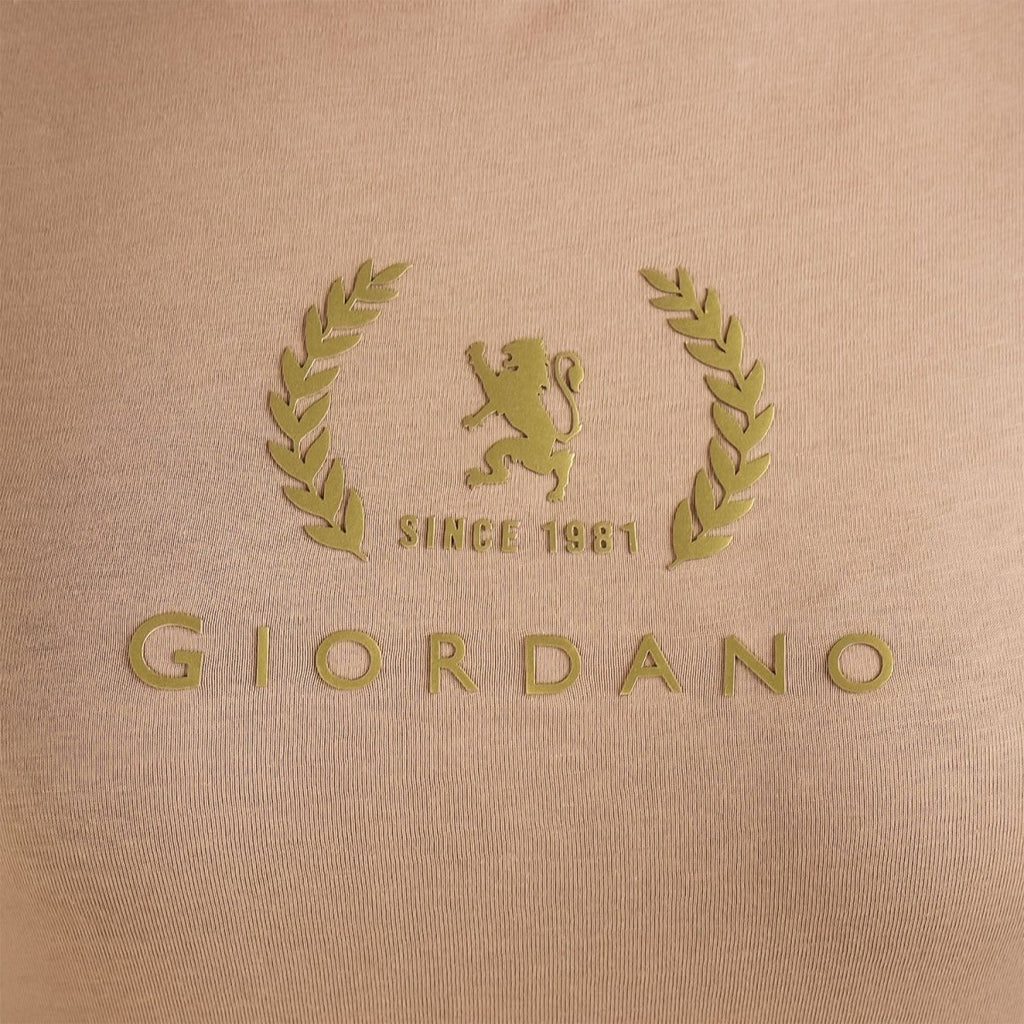 Giordano Women's Cotton Jersey Crew Neck Logo Print Tee - Premium Print Tee