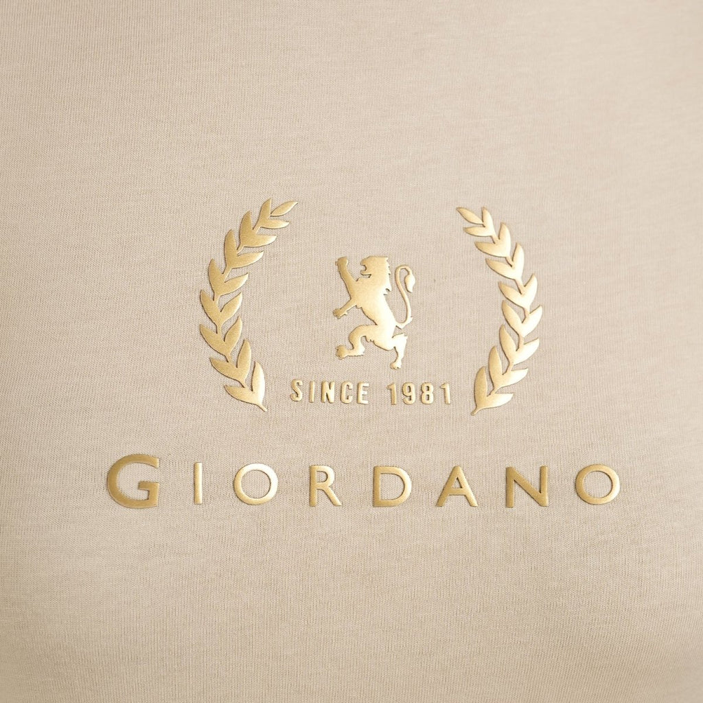 Giordano Women's Cotton Jersey Crew Neck Logo Print Tee - Premium Print Tee