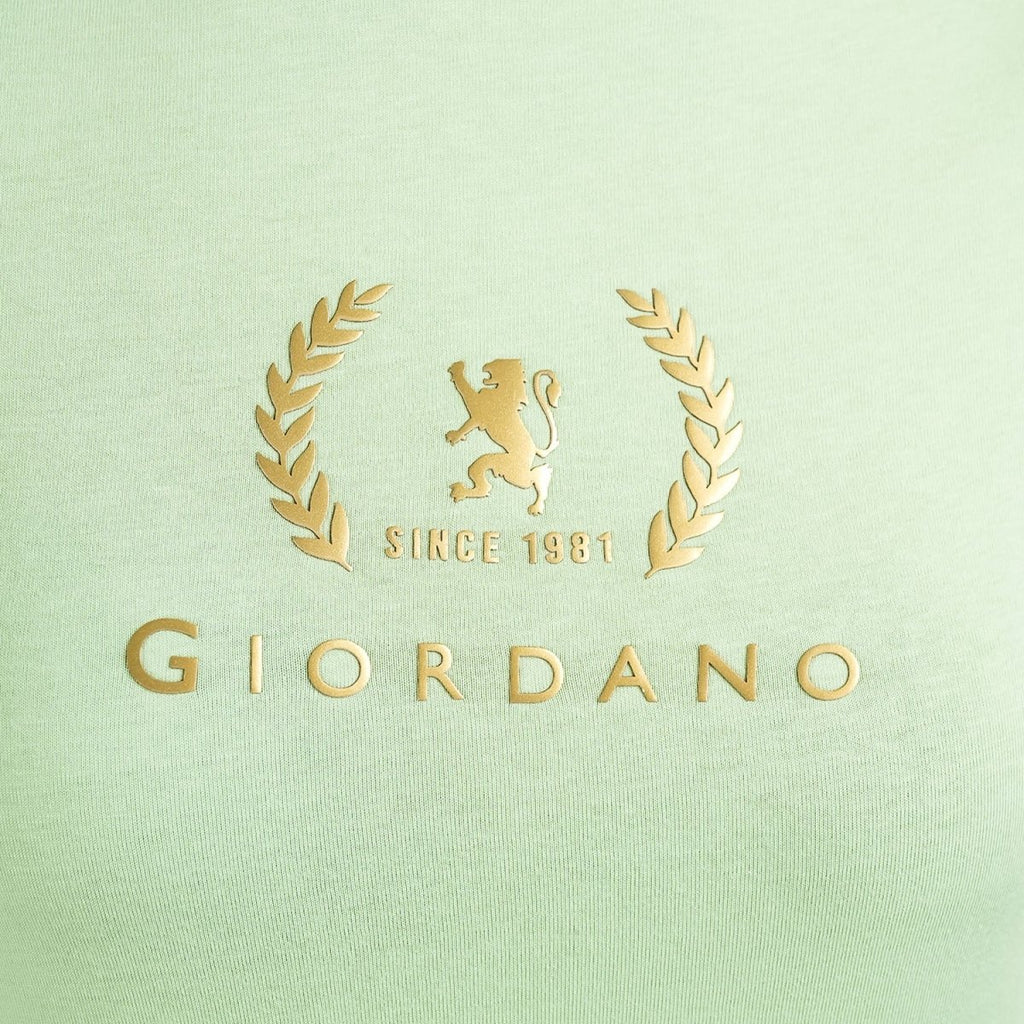 Giordano Women's Cotton Jersey Crew Neck Logo Print Tee - Premium Print Tee