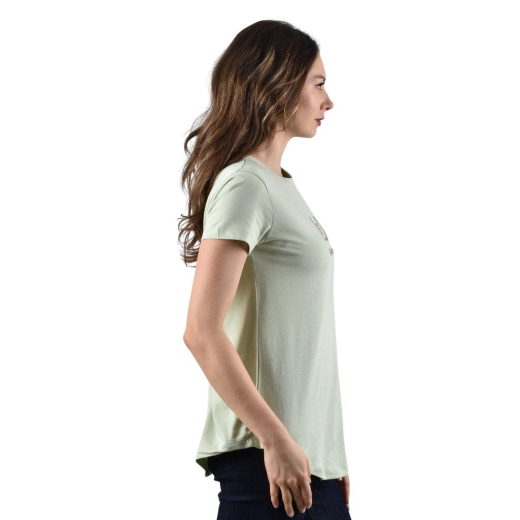 Giordano Women's Cotton Jersey Crew Neck Logo Print Tee - Premium Print Tee