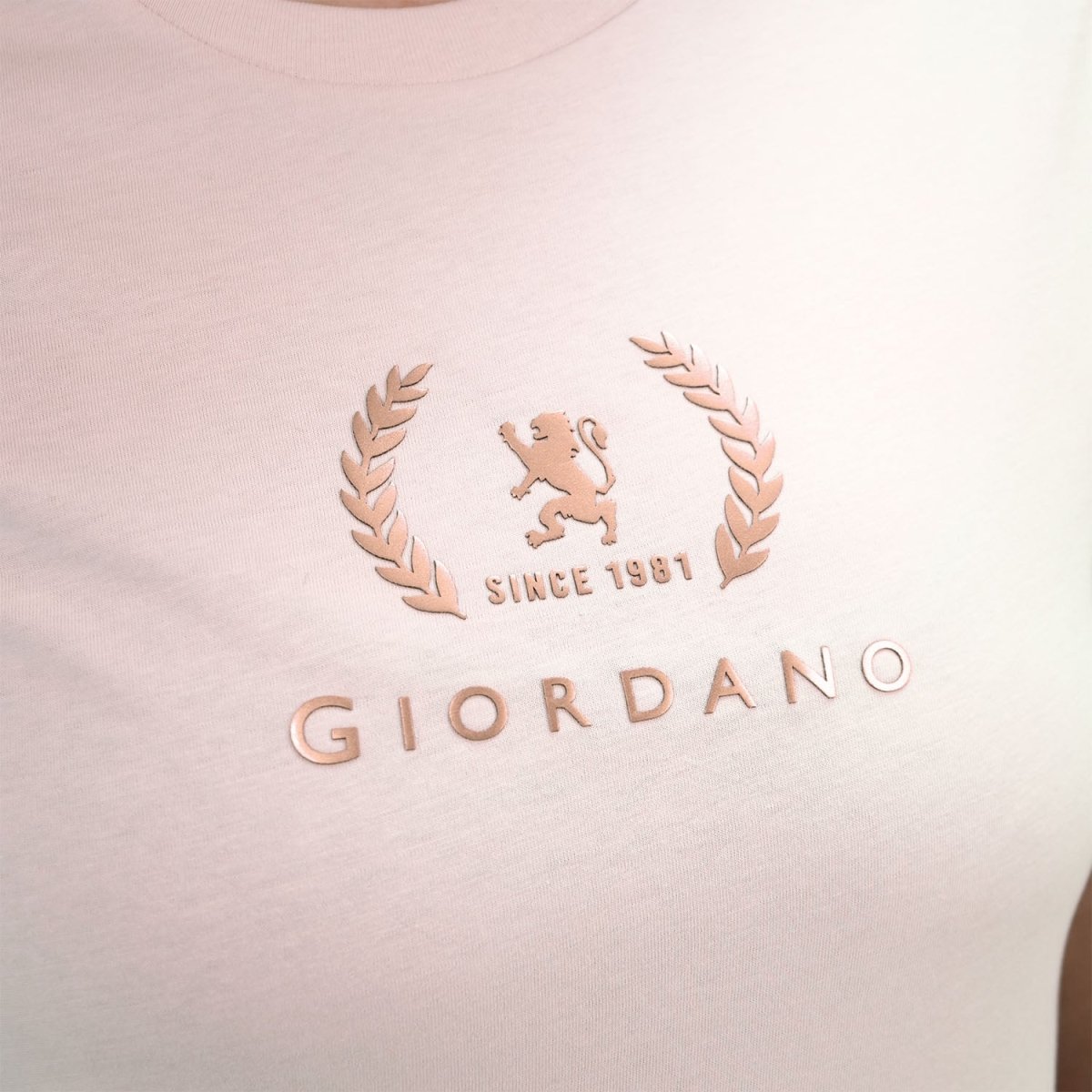 Giordano Women's Cotton Jersey Crew Neck Logo Print Tee - Premium Print Tee