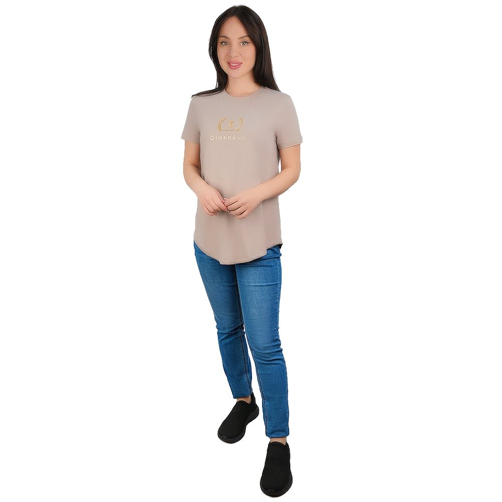 Giordano Women’s Cotton Jersey Crew Neck Print Tee - Premium Print Tee