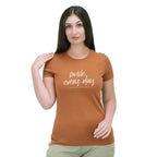 Giordano Women's Cotton Jersey Crew Neck Short Sleeve Message Print Tee - Premium Print Tee