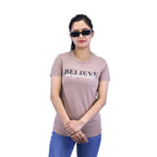 Giordano Women's Cotton Jersey Crew Neck Short Sleeve Message Print Tee - Premium Print Tee