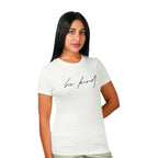 Giordano Women's Cotton Jersey Crew Neck Short Sleeve Message Print Tee - Premium Print Tee