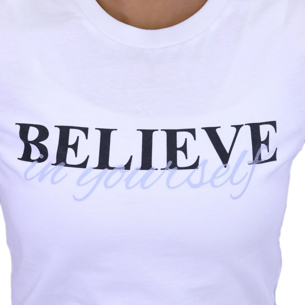 Giordano Women's Cotton Jersey Crew Neck Short Sleeve Message Print Tee - Premium Print Tee