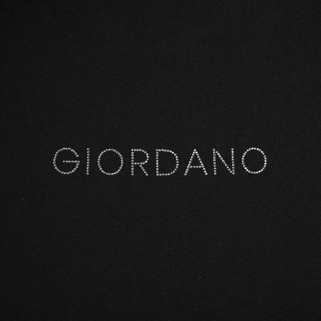 Giordano Women's Cotton Jersey Crewneck Short-Sleeve Comfort Fit Signature Print Tee - Premium Print Tee