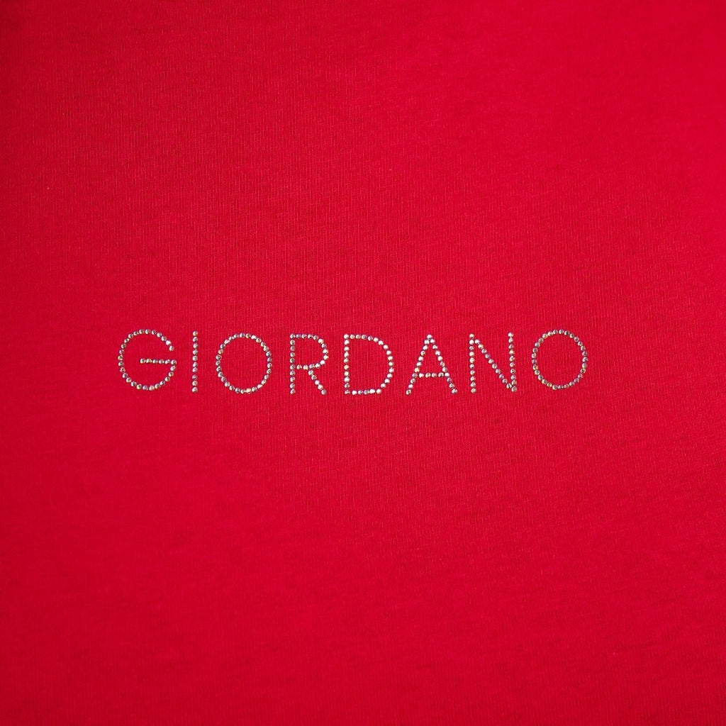 Giordano Women's Cotton Jersey Crewneck Short-Sleeve Comfort Fit Signature Print Tee - Premium Print Tee