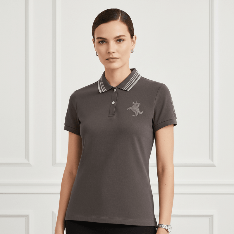 Giordano Women’s Cotton Slim Pique Polo with Napoleon Embroidery - first_variant_option_2 Premium Polo for Giordano