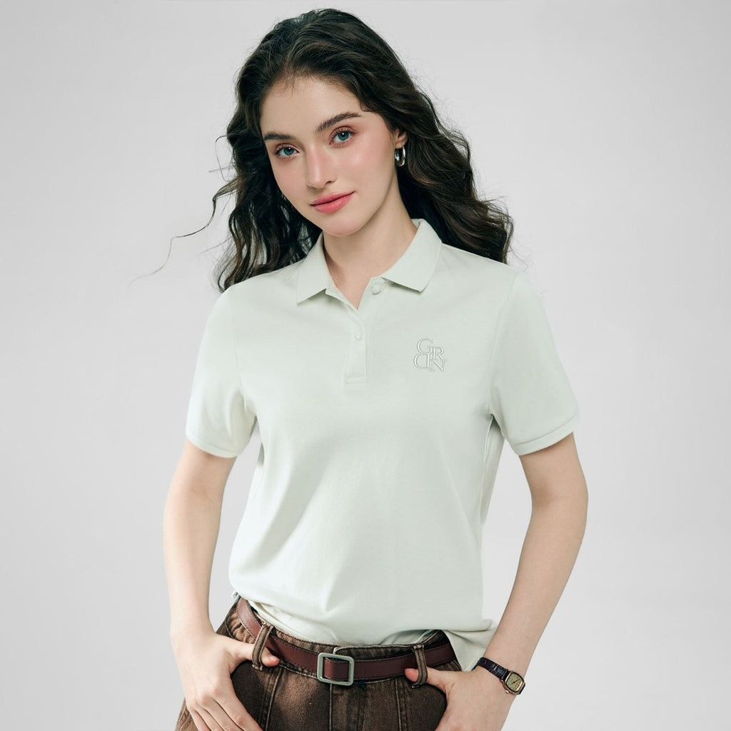 Giordano Women’s Embroidered Cotton Liquid Touch Polo - Premium Polo