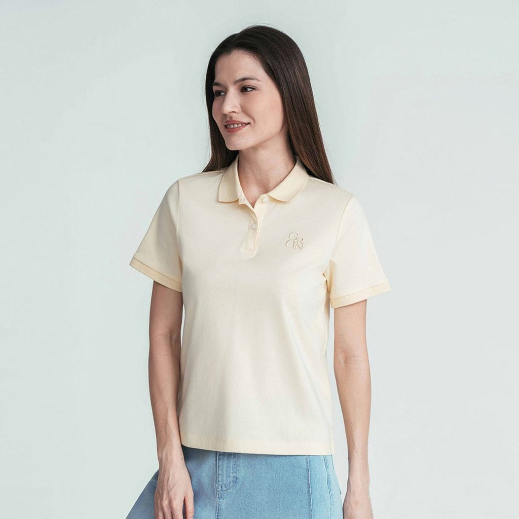 Giordano Women’s Embroidered Cotton Liquid Touch Polo - Premium Polo