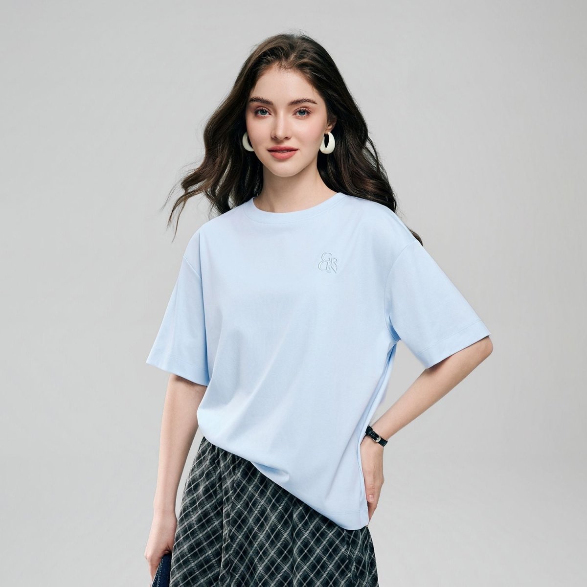 Giordano Women’s Embroidered Cotton Liquid Touch Tee - first_variant_option_2 Premium Tee for Giordano