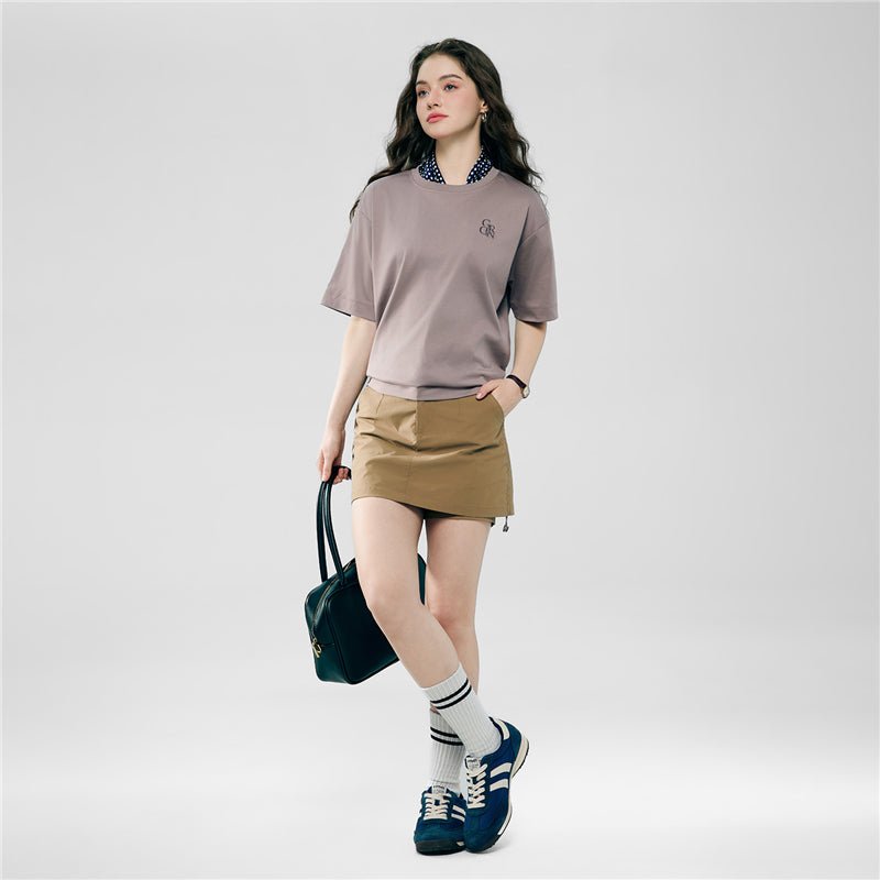 Giordano Women’s Embroidered Cotton Liquid Touch Tee - Premium Tee