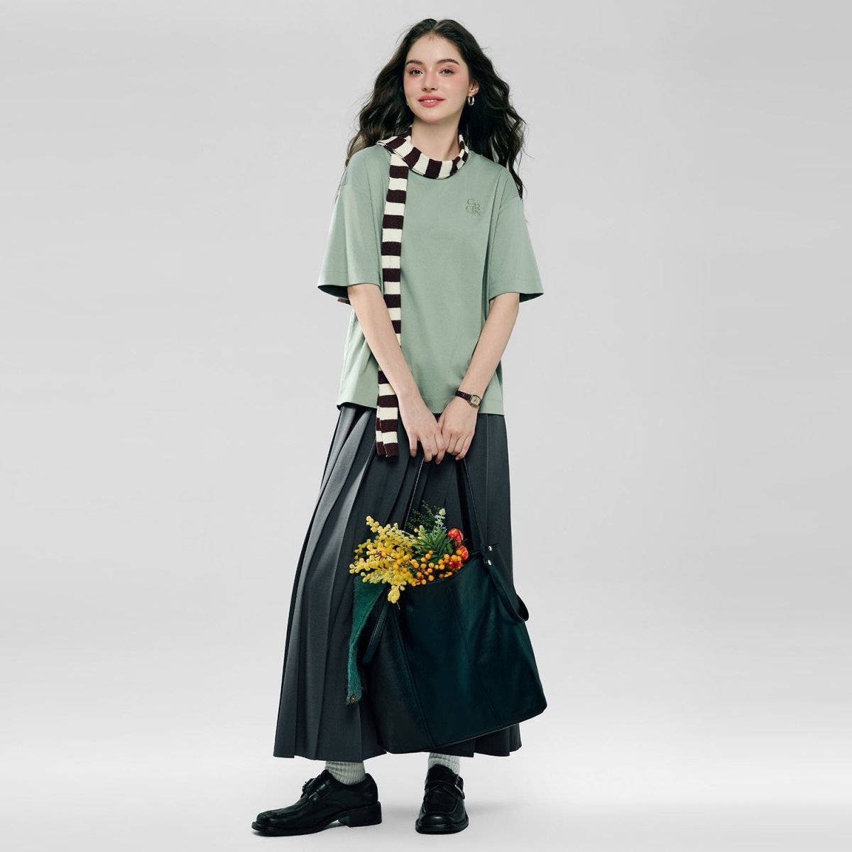 Giordano Women’s Embroidered Cotton Liquid Touch Tee - first_variant_option_2 Premium Tee for Giordano