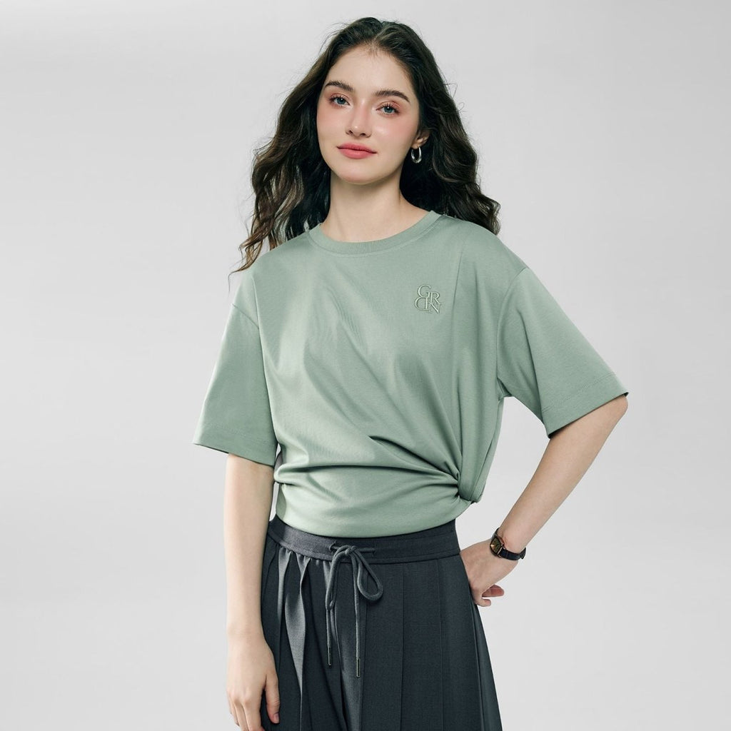 Giordano Women’s Embroidered Cotton Liquid Touch Tee - first_variant_option_2 Premium Tee for Giordano