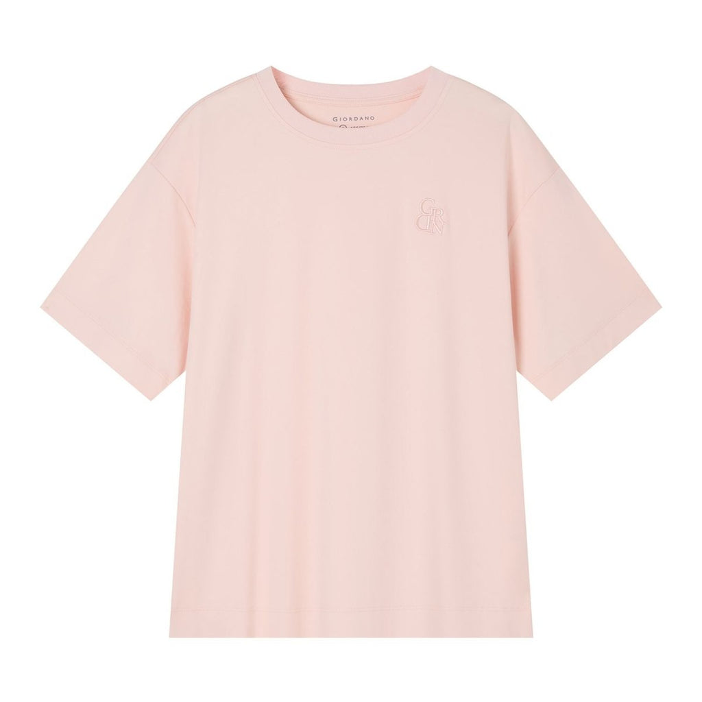 Giordano Women’s Embroidered Cotton Liquid Touch Tee - Premium Tee