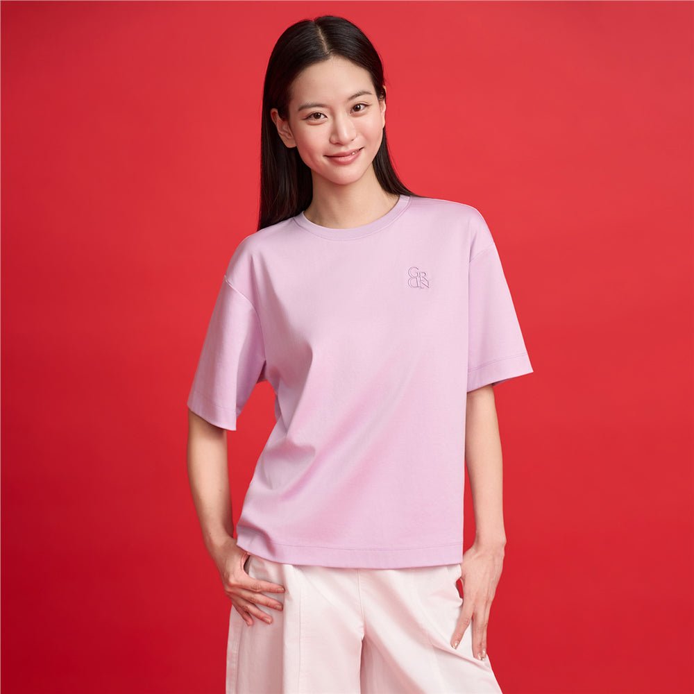 Giordano Women’s Embroidered Cotton Liquid Touch Tee - first_variant_option_2 Premium Tee for Giordano