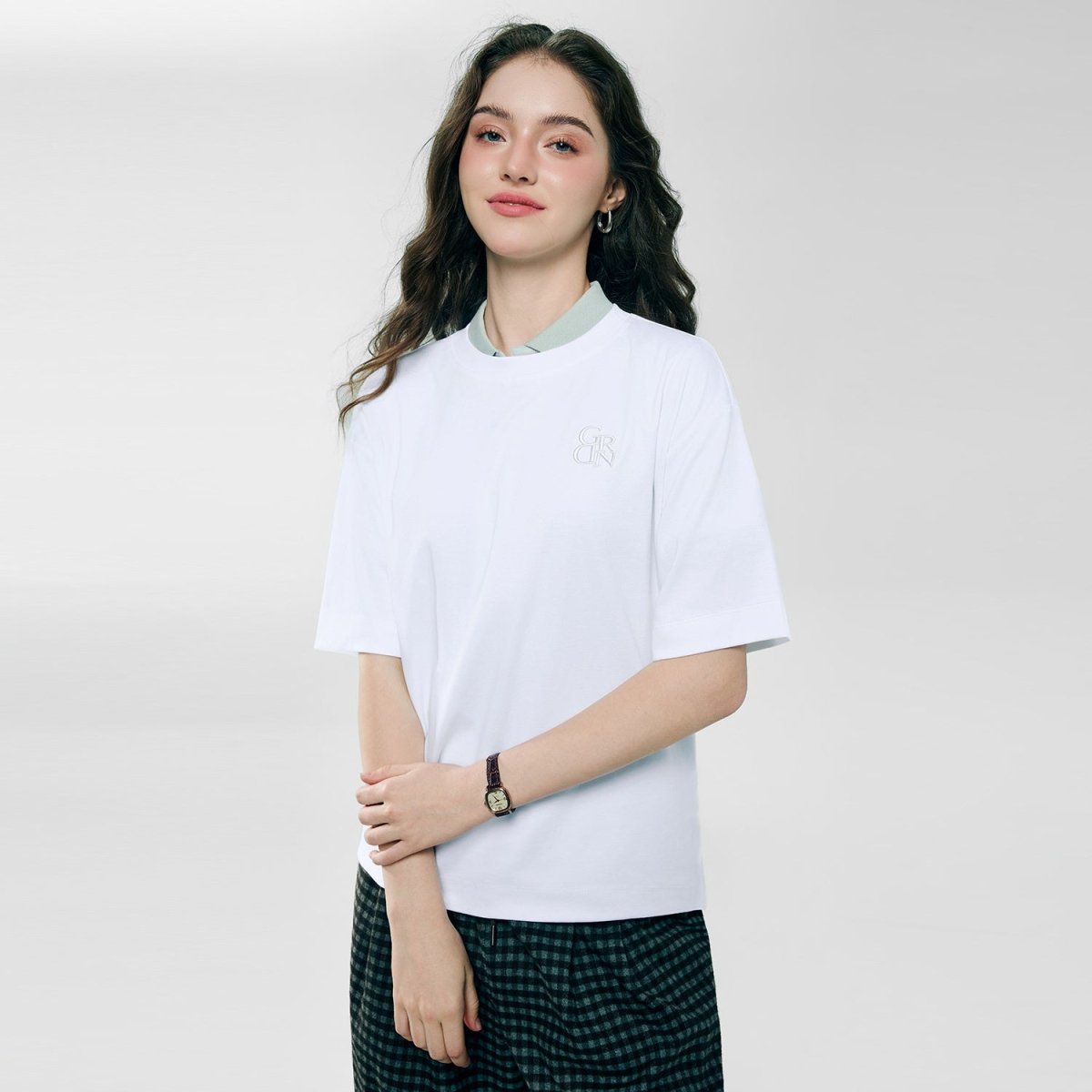 Giordano Women's Embroidered Cotton Liquid Touch Tee - Premium Tee