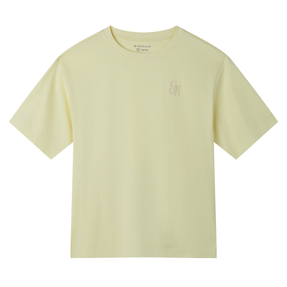 Giordano Women’s Embroidered Cotton Liquid Touch Tee - first_variant_option_2 Premium Tee for Giordano